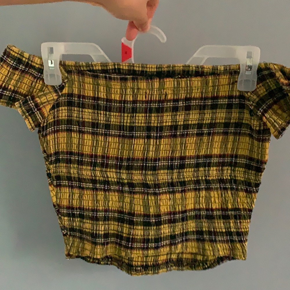 Yellow Plaid Smocked Top